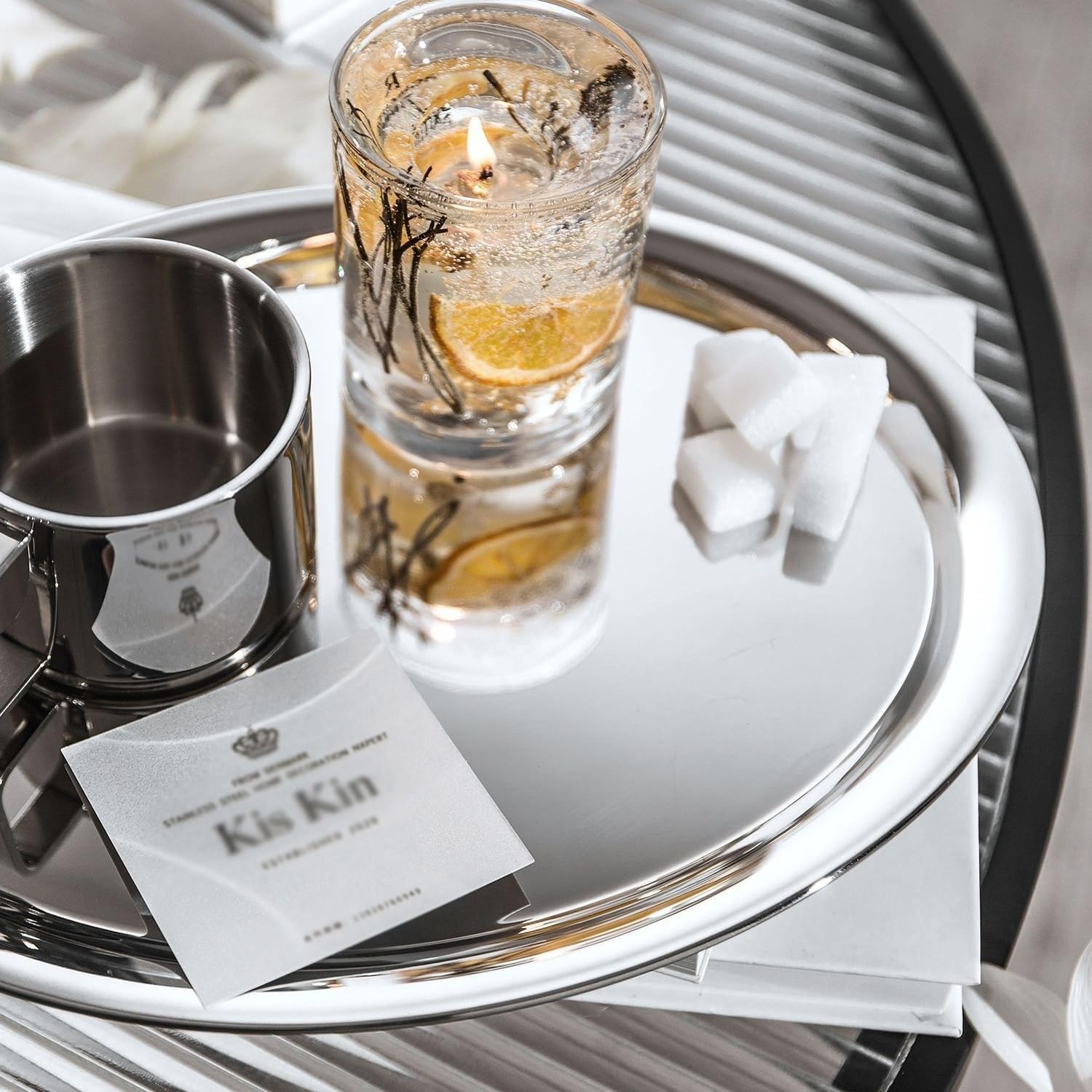 Breakfast Tray Simple Light Luxury Wine Glass Tray Stainless Steel Tableware Dessert Snack Tray Ornaments Tray Coffee Table Tray