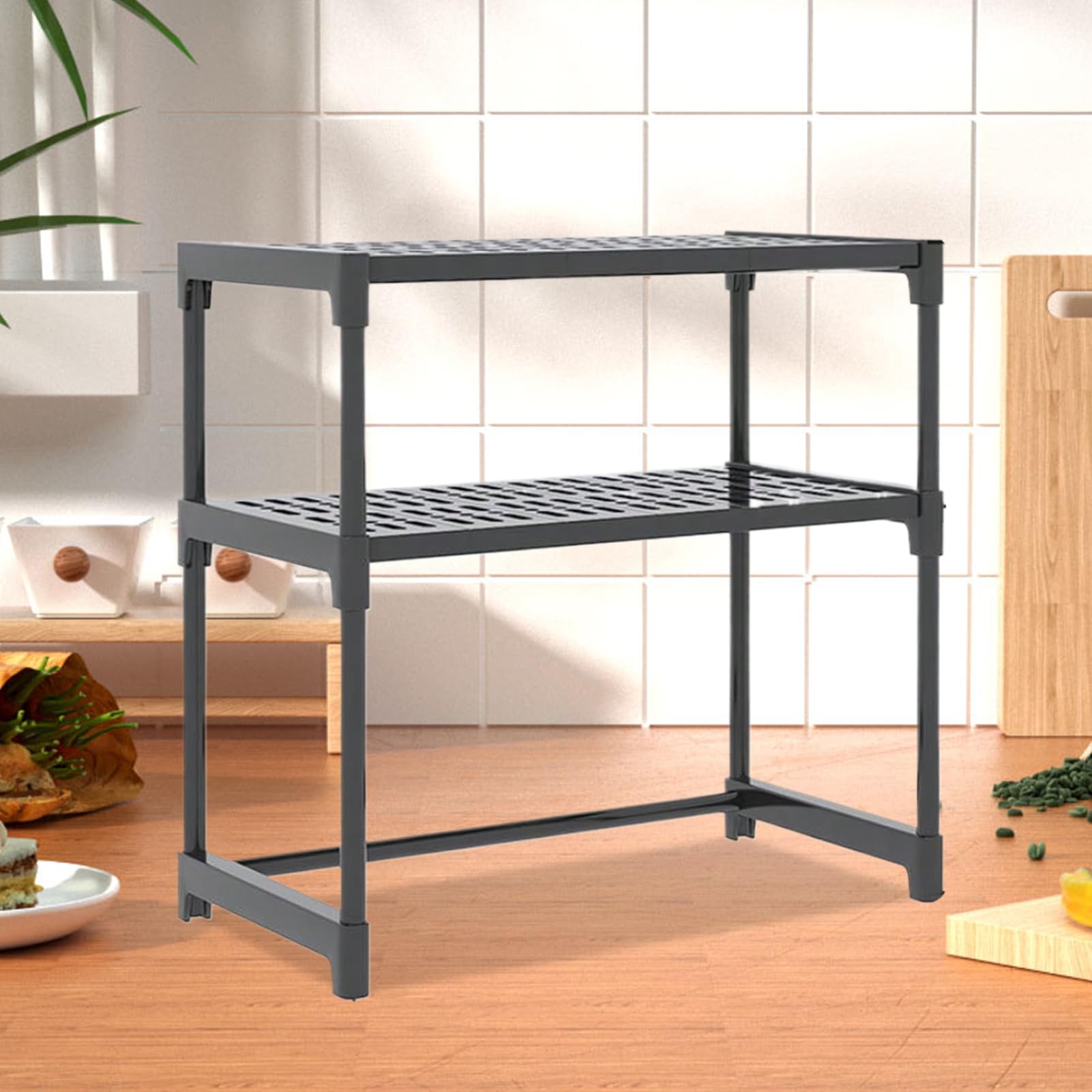 Generico Kitchen Counter Shelf, Micro-wave Rack Organizer, Multi-Functional Appliance Stand, 20,47 x 10,23 x 23,62 in, Ideal for Utensils, Tablewares, Pots, Pans, Seasoning Bottles, Space Saver