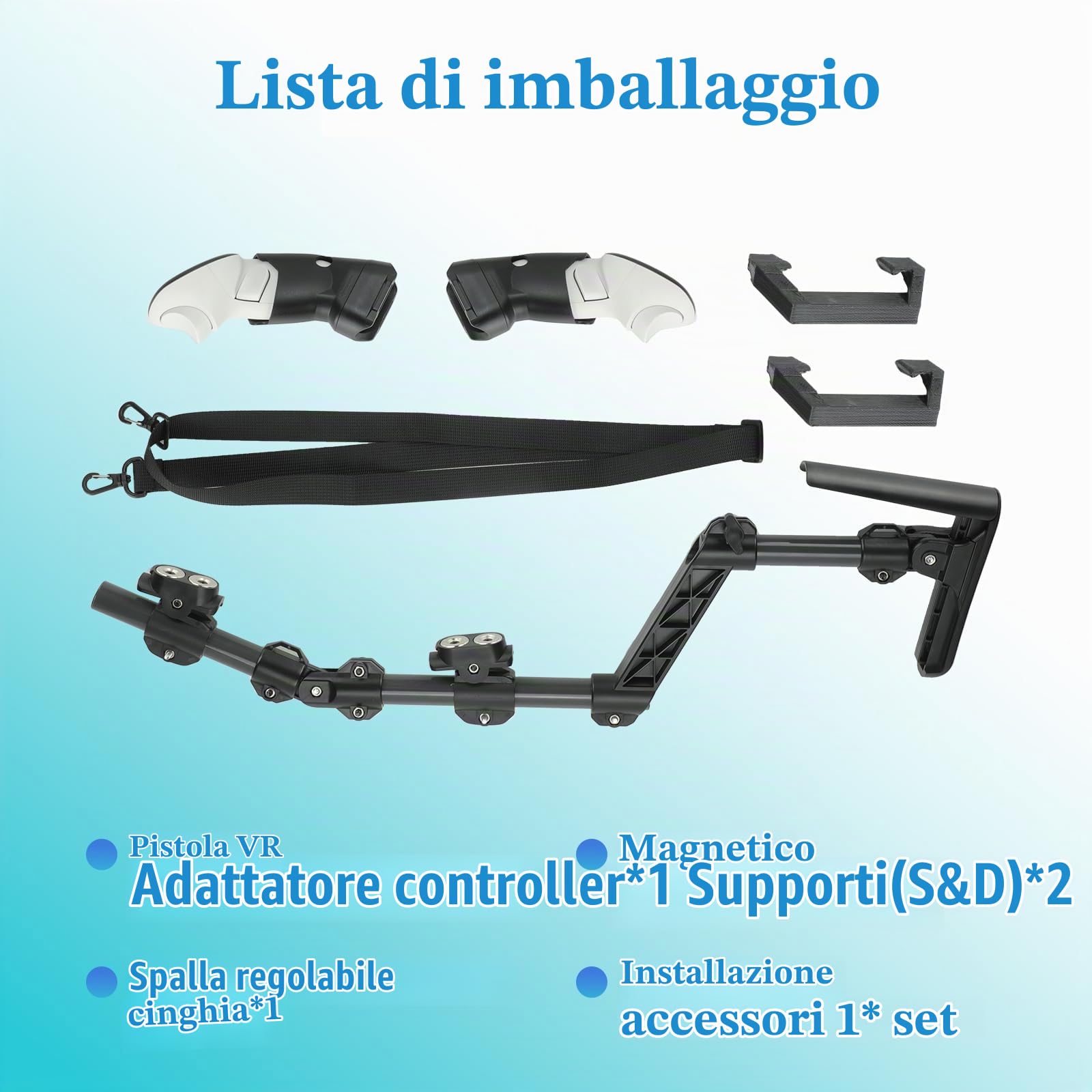 Gun Stock per MetaQuest 3, VR Gunstock Compatibile con Le impugnature del Controller VR Meta Quest3 per Migliorare la stabilità e Il Controllo Adattatore Magnetico per Fucile Stock