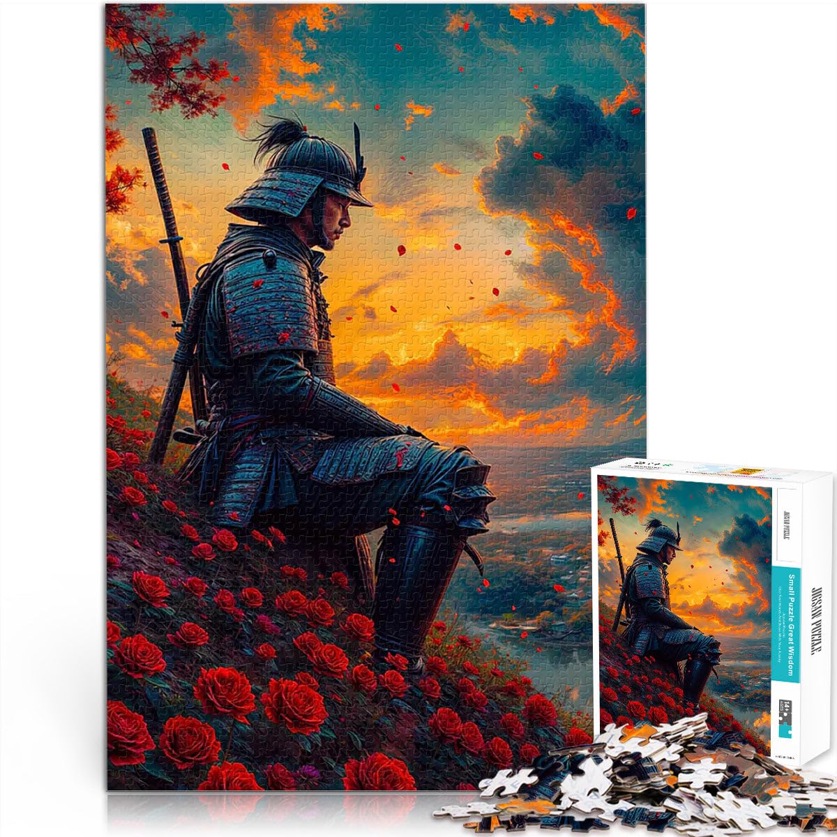Adults 2000 Pieces Puzzle Samurai at Sunset Spielzeug-Intellektuelles Spiel mit vollständig ineinander greifenden, zufällig geformten Teilen70x100cm