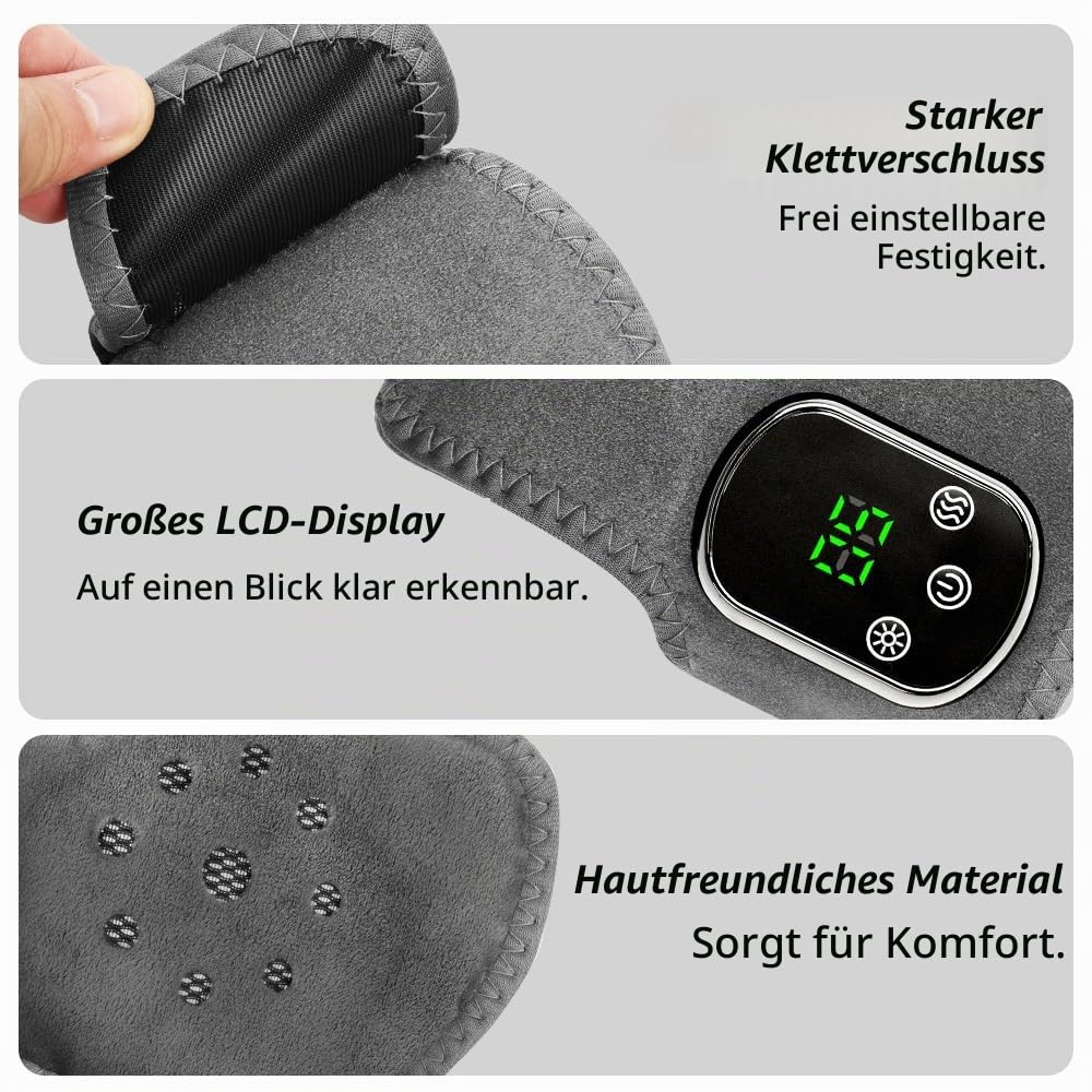 Vicloon 2 Stück Fußmassagegerät, 3-In-1-FußMassager, Kabellose Fußmassagegerät 3 Modi 5 Wärmestufen, Portable Cordless Ankle Massagers, USB Aufladbare Knöchelmassage für Frauen Männer (Grau, B)