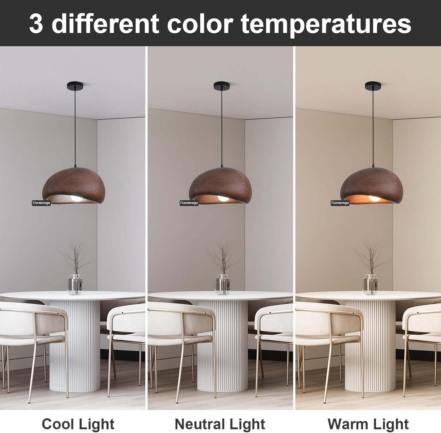 15.7in Wabi Sabi Pendant Light, Kitchen Island Lighting Fixture Ceiling Mount Japanese Lamp Japandi Chandelier for Dining Living Room Hallway Bedroom Restaurant Hanging Lamp, Brown 1 Pack