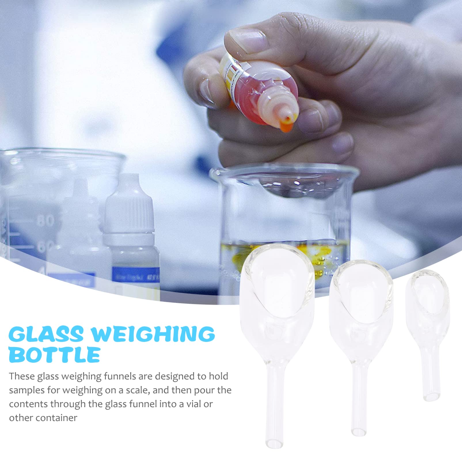 ULTECHNOVO 12pièces Bouchons De Pesée Verre Transparent Entonnoirs De Pesée De Laboratoire Pour Solides Et Liquides Pour Expériences Lab