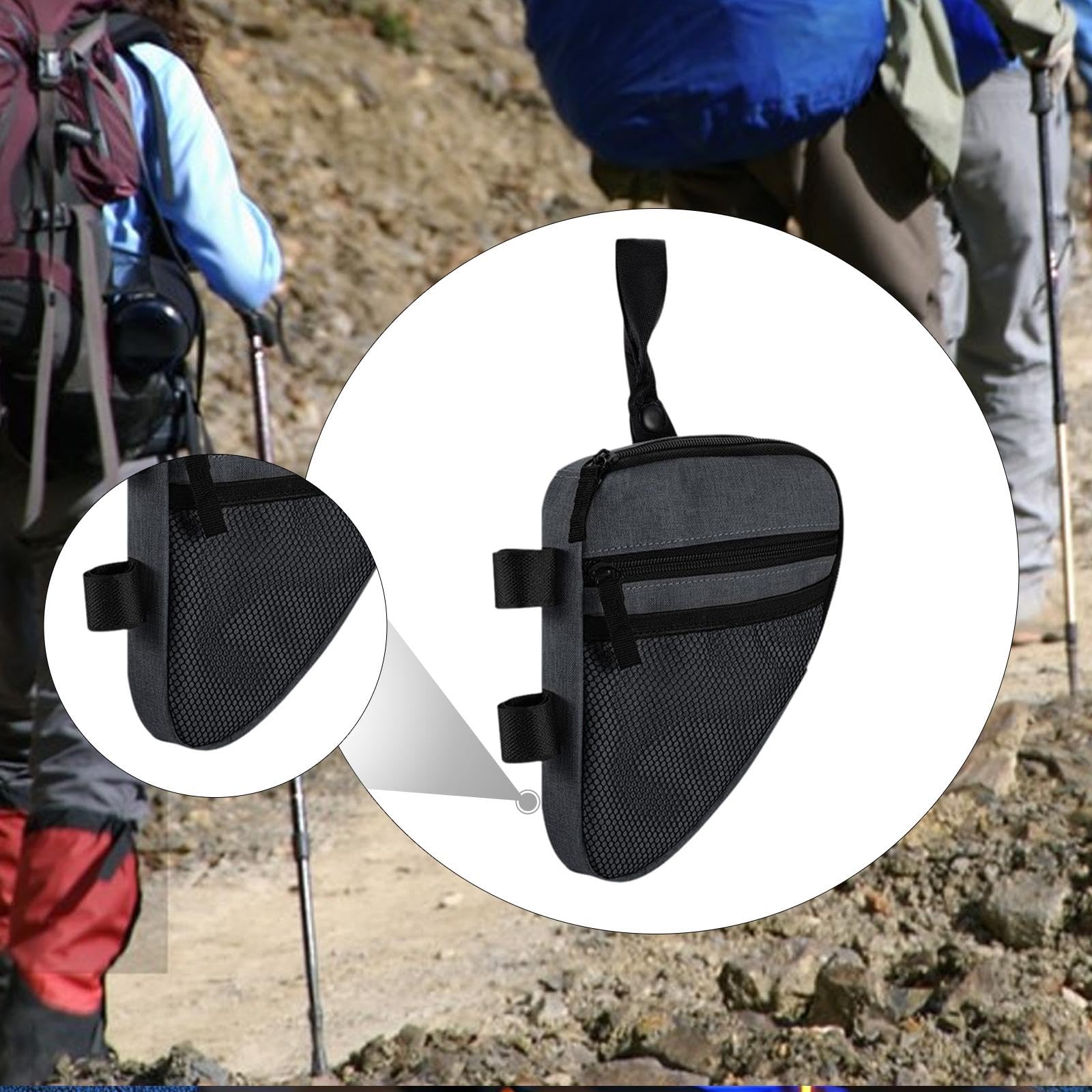 Bolsa para Muletas de Antebrazo Impermeable con Bolsillo de Malla Triangular de Poliéster Diseño Compacto para Accesorios Y Guardar Artículos Adecuada, Gris