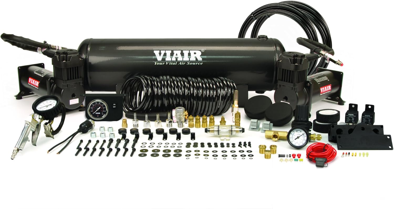 VIAIR Dual Stealth Black 444C Onboard Air System (200 Psi, 3.53 CFM, 40 Amp, 12V, 2.5 gal. Tank)