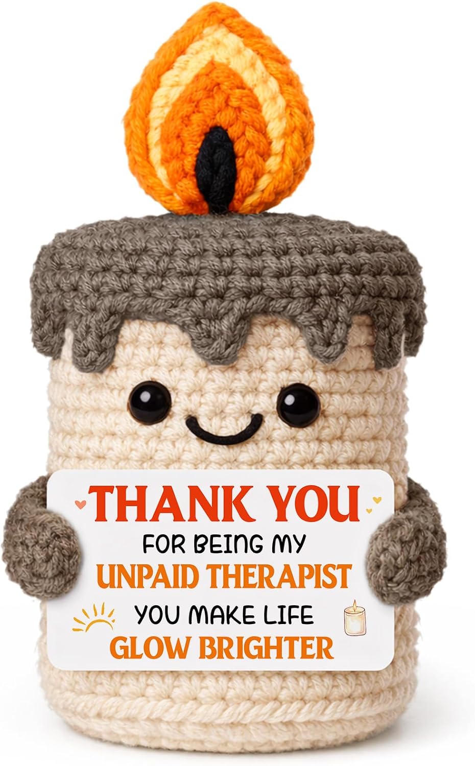 YUEYUQIU Funny Thank You Gifts for Women Men, Handmade Crochet Candle Decor