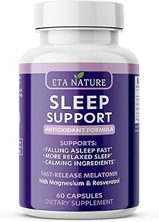Sleeping Pills & Resveratrol Supplement for Anti Aging - Sleep Supplement with Melatonin, Resveratrol, Zinc & Magnesium - Wake Up Looking Younger with Non Habit Forming Sleep Meds - 60 Caps