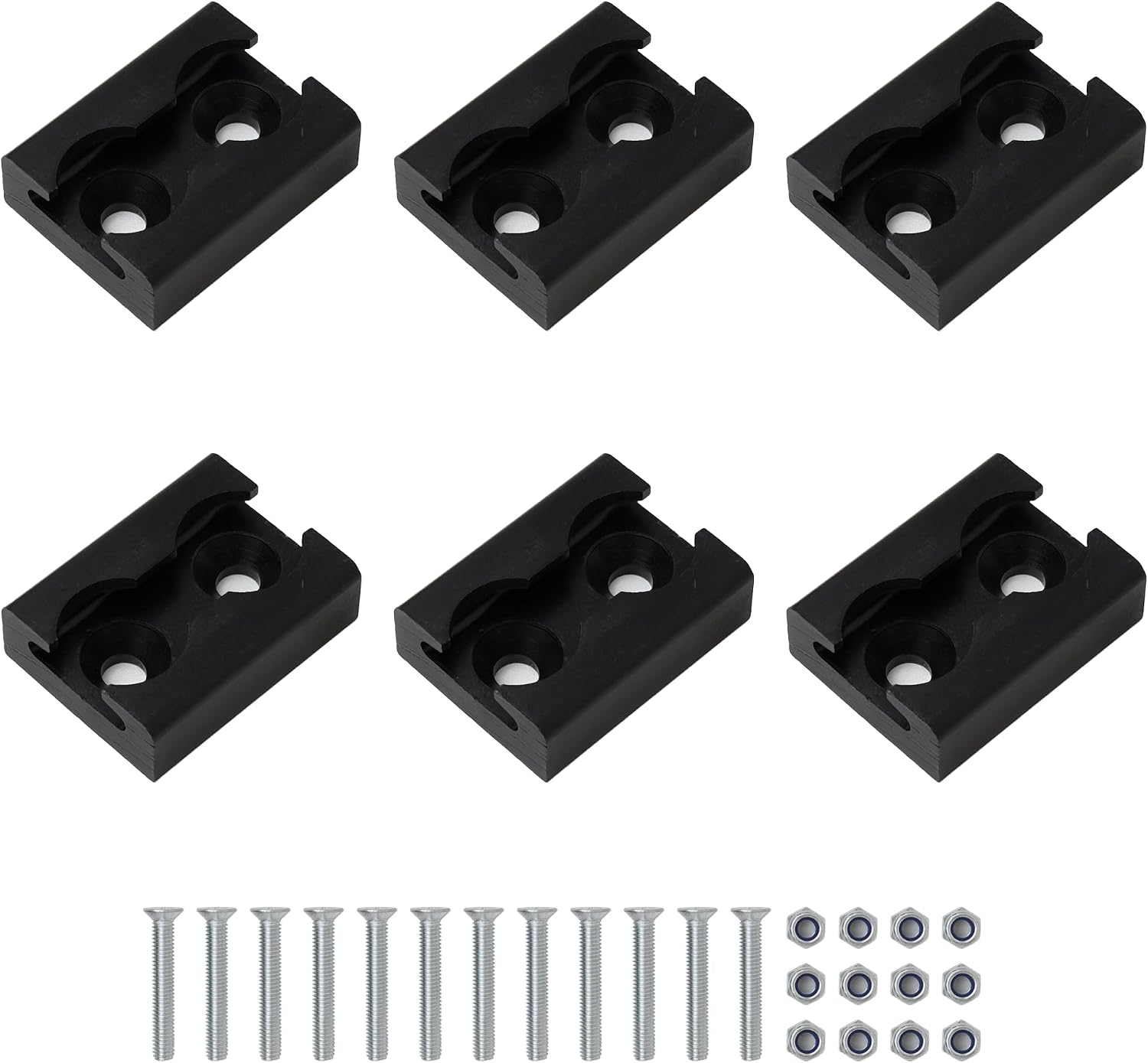 lukar 6 Pack Aluminum L Track Single Stud Mount, Heavy Duty L Track Tie Down Anchor Plate for Vehicles, Trailers, ATVs and Aircraft