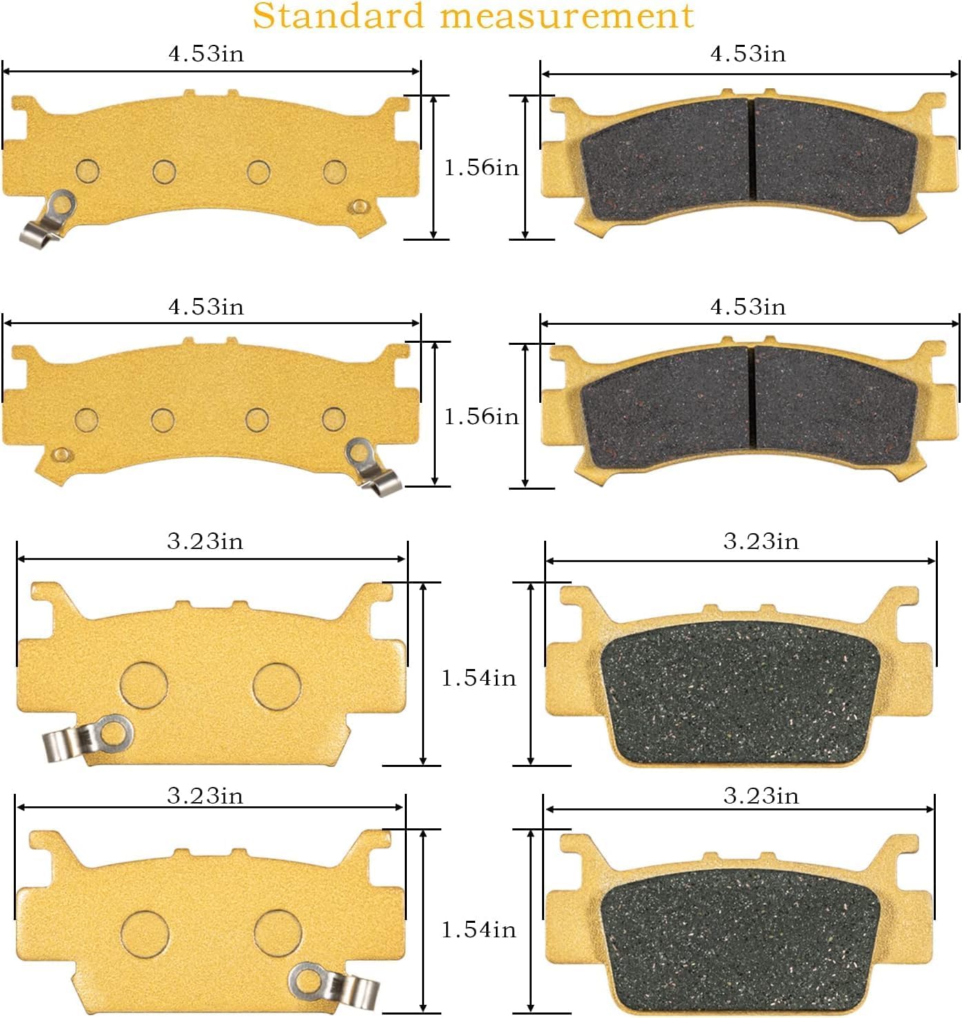 Front & Rear Ceramic Brake Pads Kit For 2016-2025 Honda Pioneer 1000 1000-5 1000-6, For 2019-2023 Honda Talon 1000R 1000X - Replaces 06451-HL4-A01 06431-HL4-A01 06452-HL4-A01 06432-HL4-A01