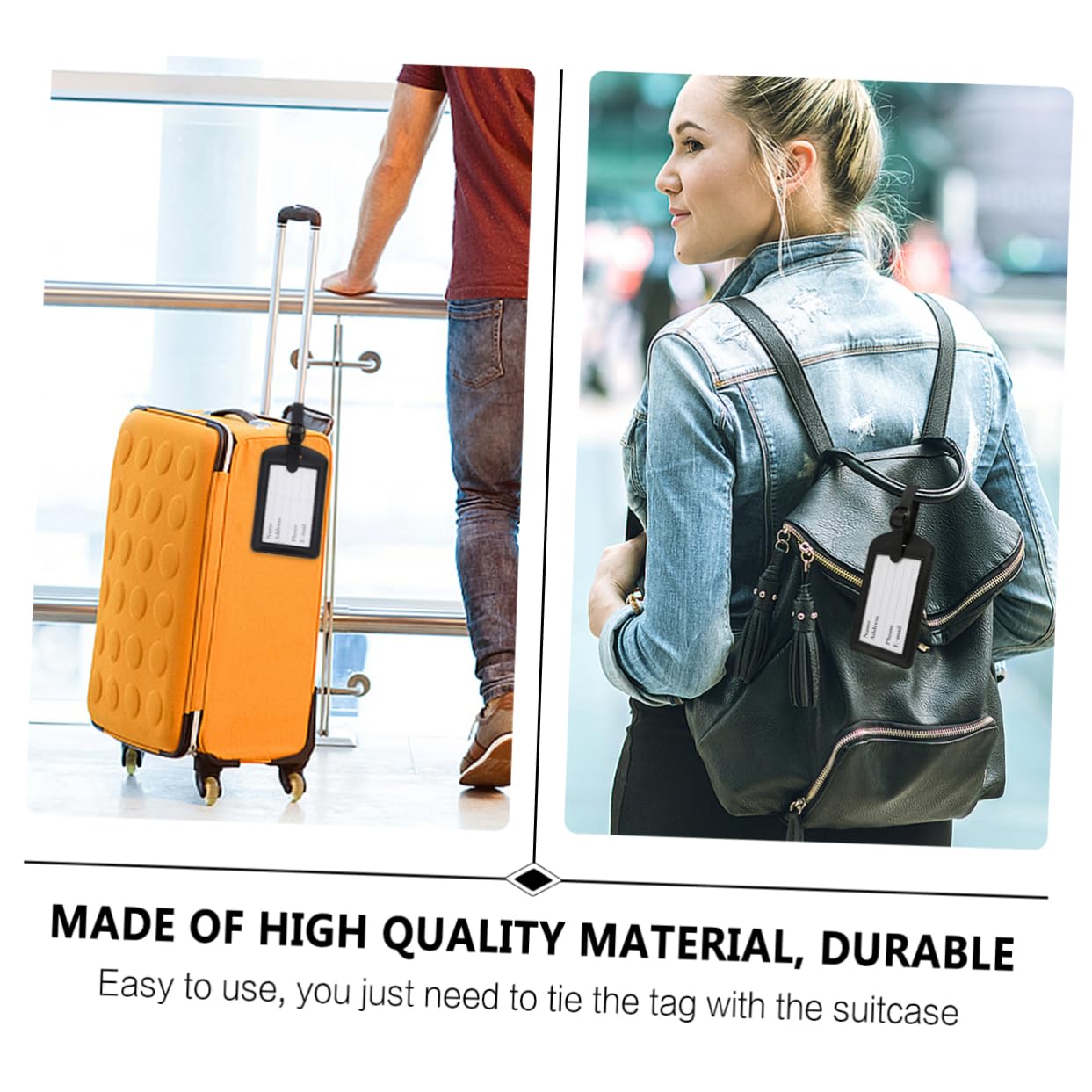COLLBATH 10stücke Kreative Pu Gepäckanhänger Für Langlebige Id Labels Elegantem Schwarz Für Koffer Und Wasserfest Und Einfach Zu Befestigen