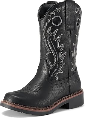 Rollda Boys Cowboy Boots Kids Western Boots Square Toe Girls Cowgirl Boots for Toddler/Little Kid/Big Kid