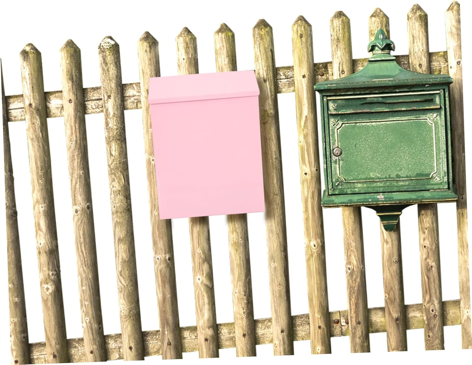 SECFOU Wall-Mounted Iron Mailbox with Lock, Creative Pink Suggestion Box for Household and Office, Multi-Function Mail Collection Box Accessory