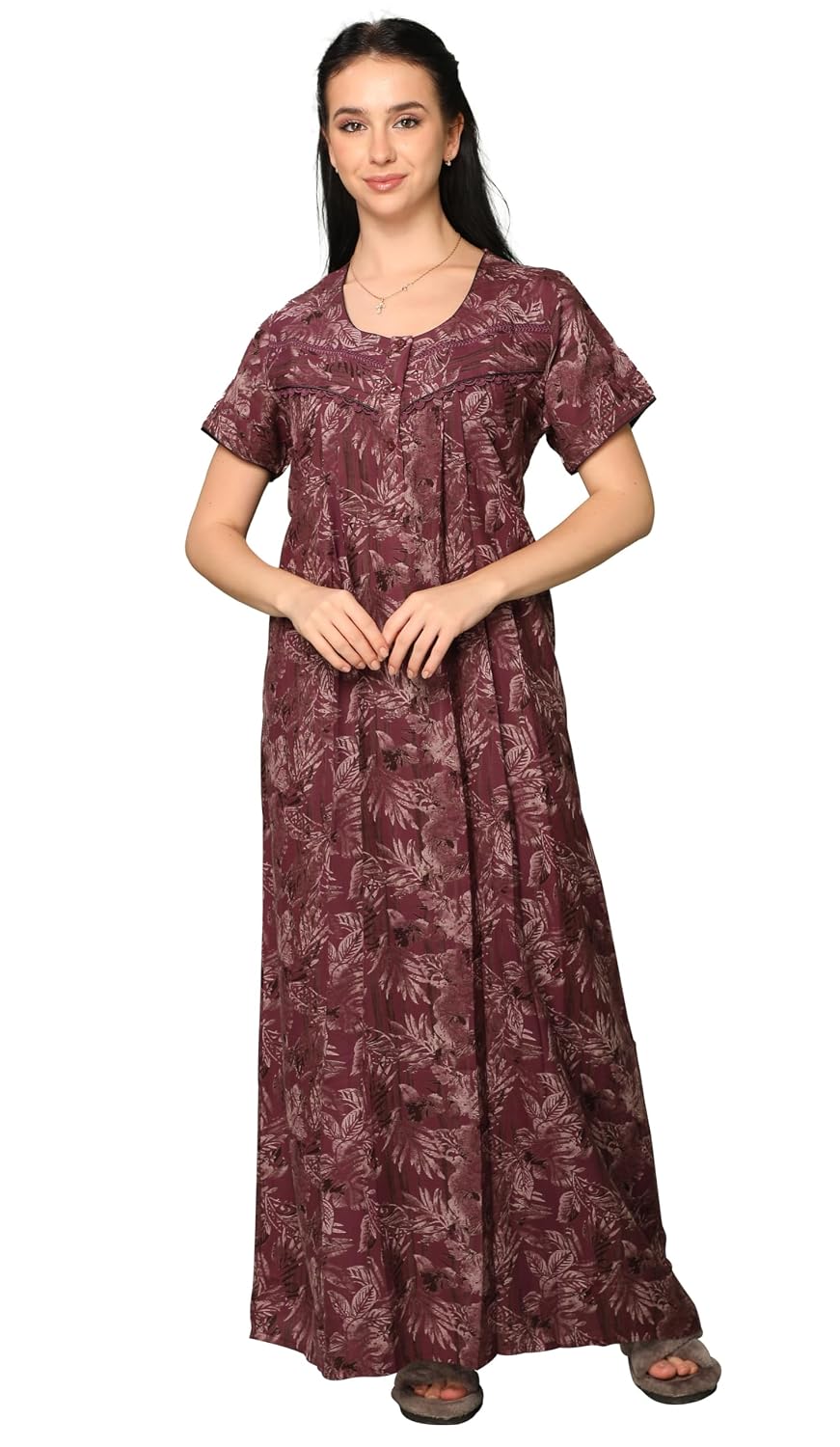 GLAMORAS Alfine Cotton Nighty Gown with Side Pocket for Women | Regular, Printed & Full Length Maxi Night Gown | Night Wea... - Review, Price and Buying Guide