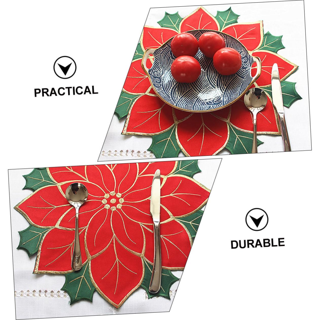 HEMOTON 4pezzi Tovaglietta Natalizia Decorativa Resistente Stuoia Da Tavolo Con Motivo Festivo Per Casa e Ristorante Facile Da Pulire e Conservare Atmosfera Accogliente Per Festività
