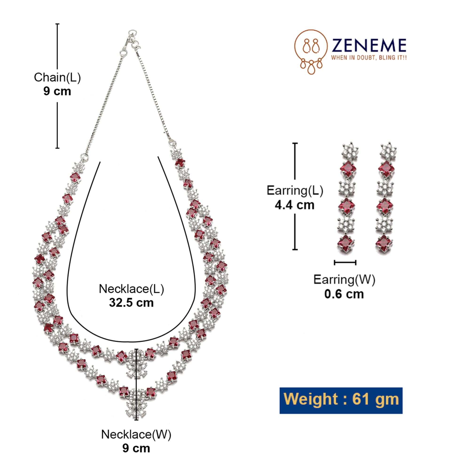 Rhodium-Plated Star Shaped Laye Necklace With Earrings Set