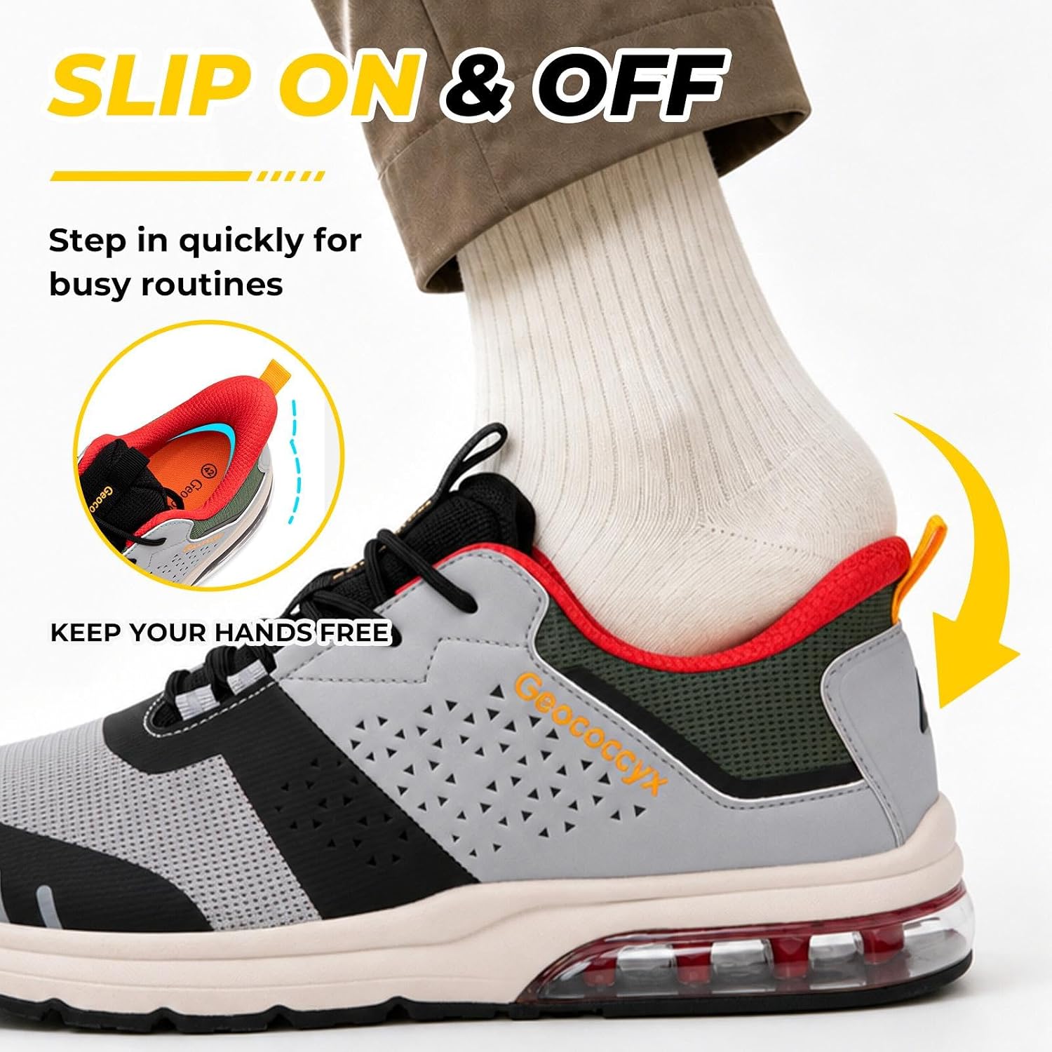 Men's Slip On Wide Toe Box Walking Sneakers, Scratch-Resistant Jacquard Mesh Breathable Hiking Shoes, Shock-Absorbing Cushion & Non-Slip Sole for Tennis Trekking