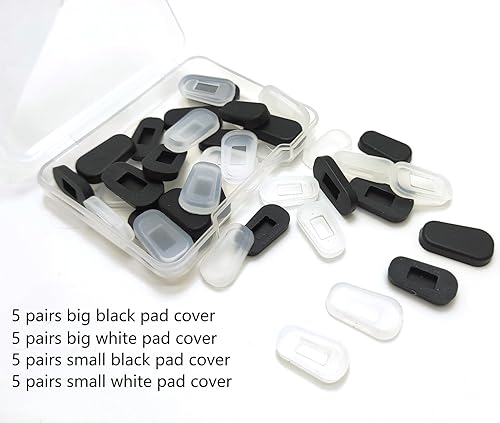 Miniatura 4 de BetterJonny - 20 pares de fundas para la nariz para lentes, 2 tamaños, de silicona suave, almohadillas antideslizantes para la nariz, para lentes,