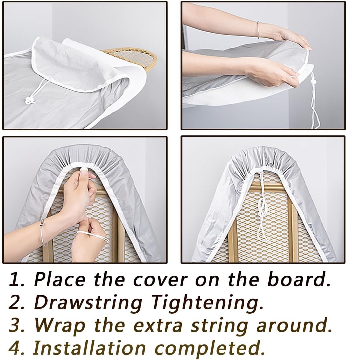 36x13in 38x13in 43x14in 48x15in Cotton Ironing Board Cover and Thick Pads, Iron Board Cover with Scorch Resistant Silver Coating (Color : F, Size : 110x35cm/43x14in)