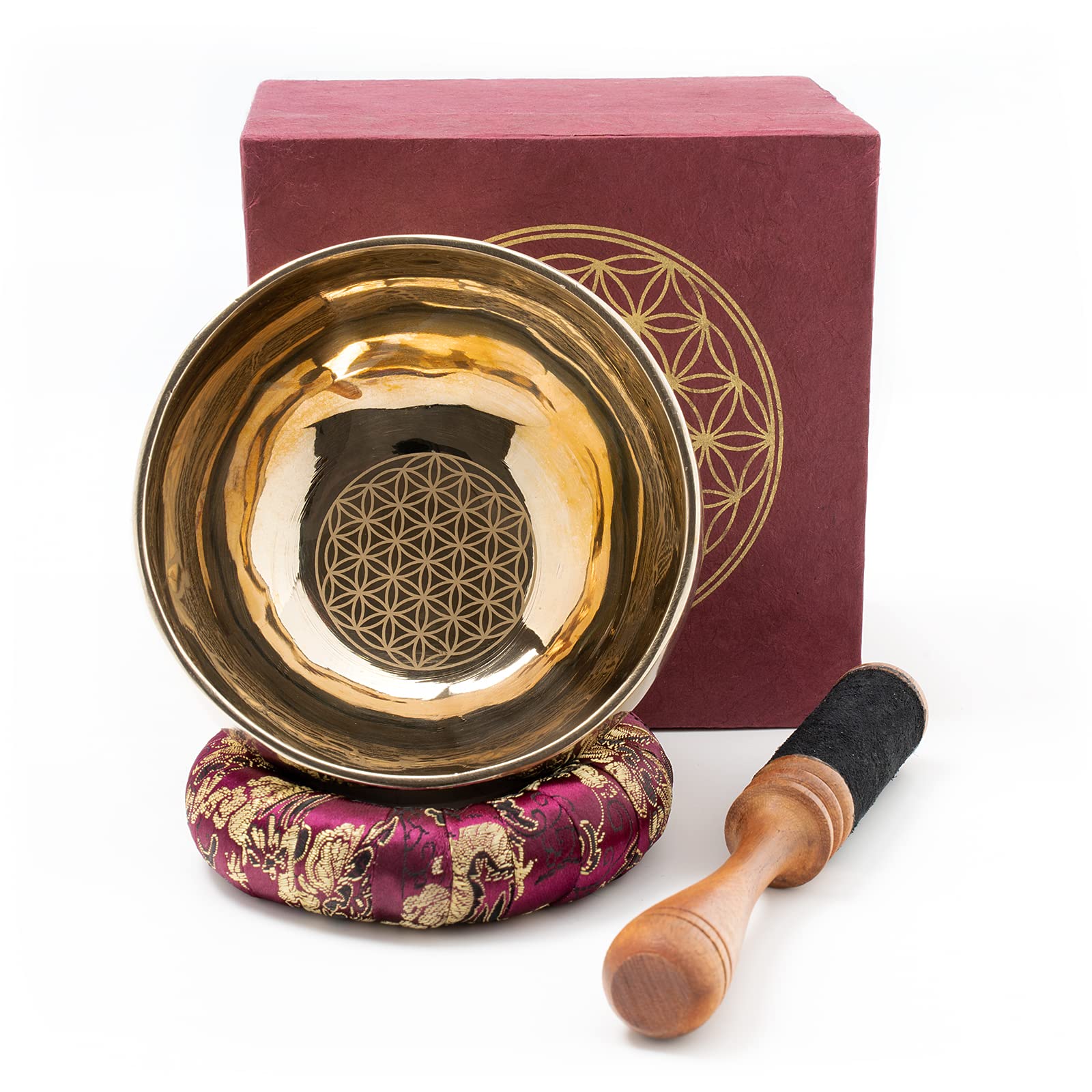 Tibetische Klangschale 350–400 g mit Blume des Lebens-Gravur