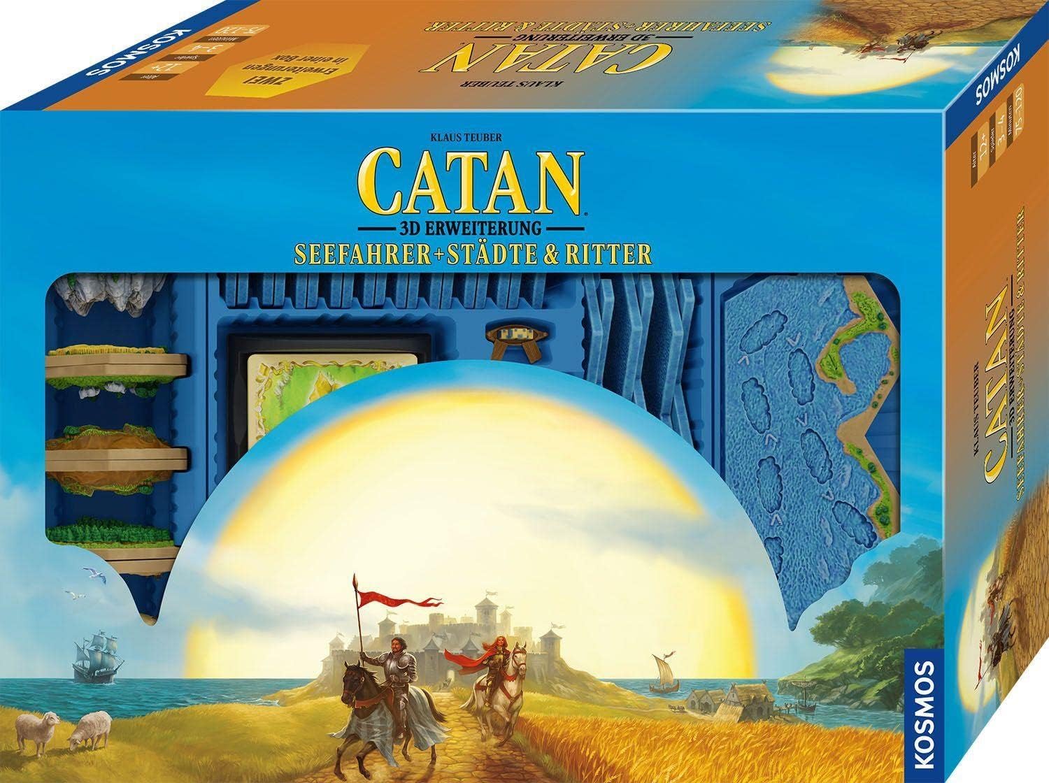 KOSMOS 683337 Catan 3D Expansion – Sailors + Cities & Knights, Extension to CATAN 3D Edition for 3-4 People from 10 Years, 2-in-1 Box, Only Playable with Catan 3D