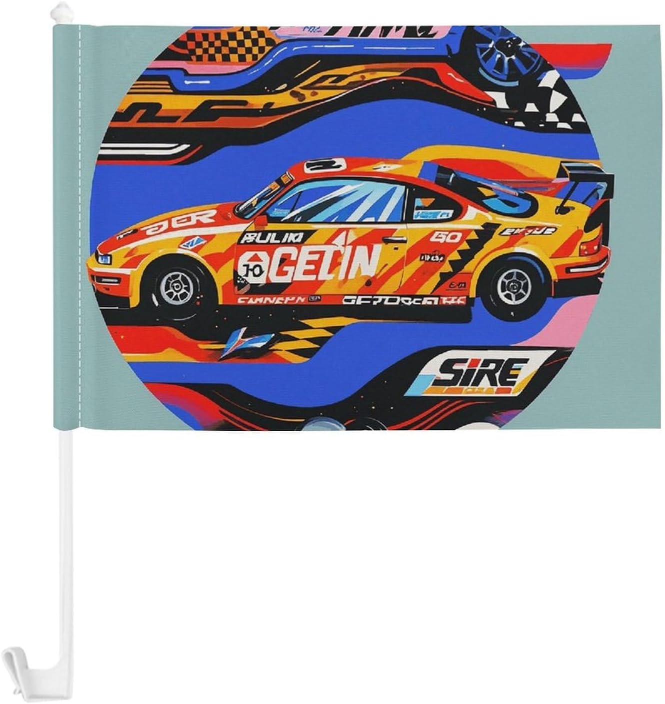 Car Flag Window Clip Handheld Flags Large Garage Decor Banner Speed Racing Extreme Sports Printed Vehicle Car Antenna Flag for Truck,Race Car Party Racing
