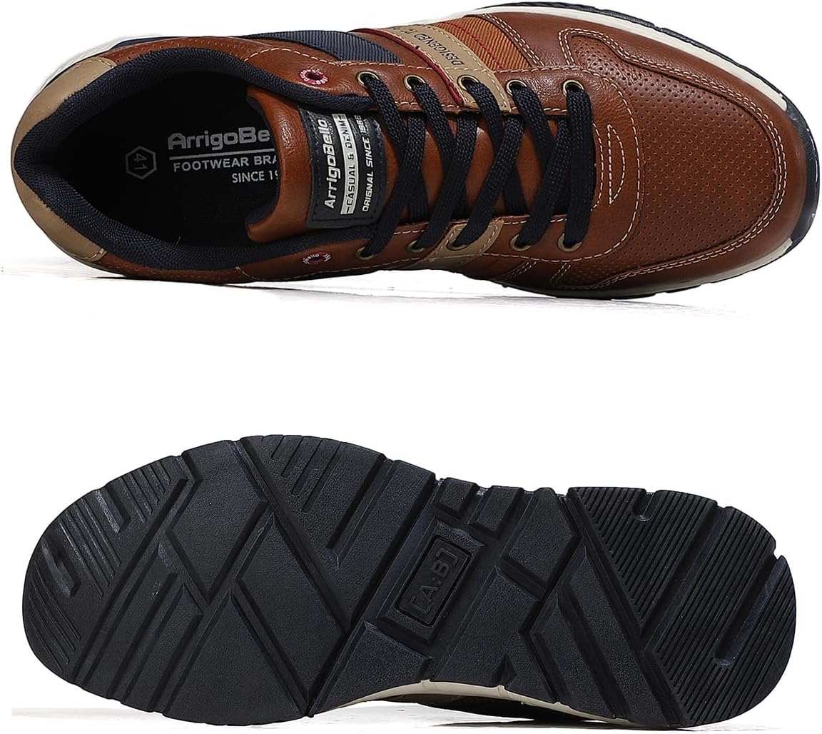 ARRIGO BELLO Mens Casual Shoes Fashion Sneakers Breathable Comfort Classic Lace-Up Low Top Walking Shoes - Image 3