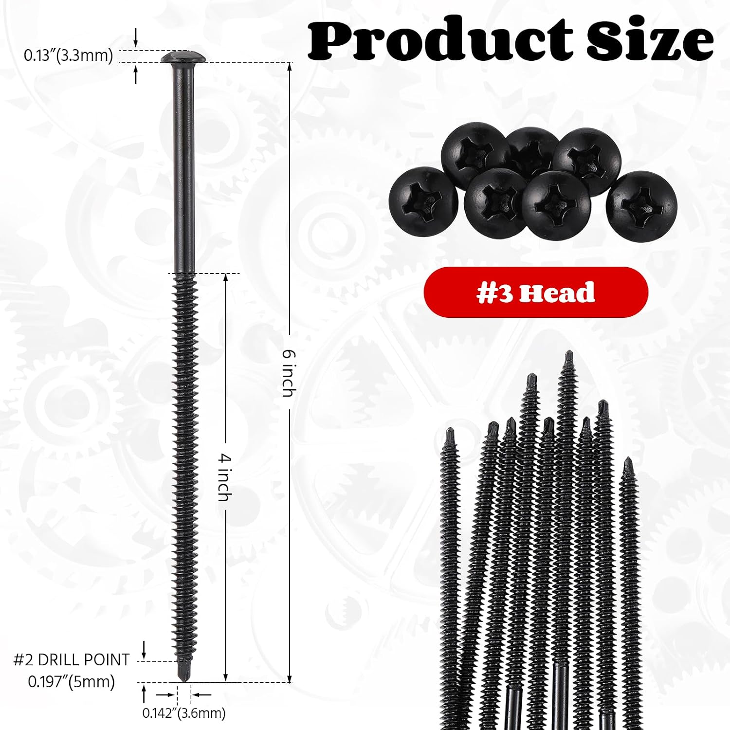 Shimeyao 1 Pack 6'' Black Structural Wood Screws Heavy Duty Exterior Fasteners with Phillips #3 Drive Self Drilling Timber Hardware for Raised Garden Bed Roofing Insulation Board Drywall Fence Deck