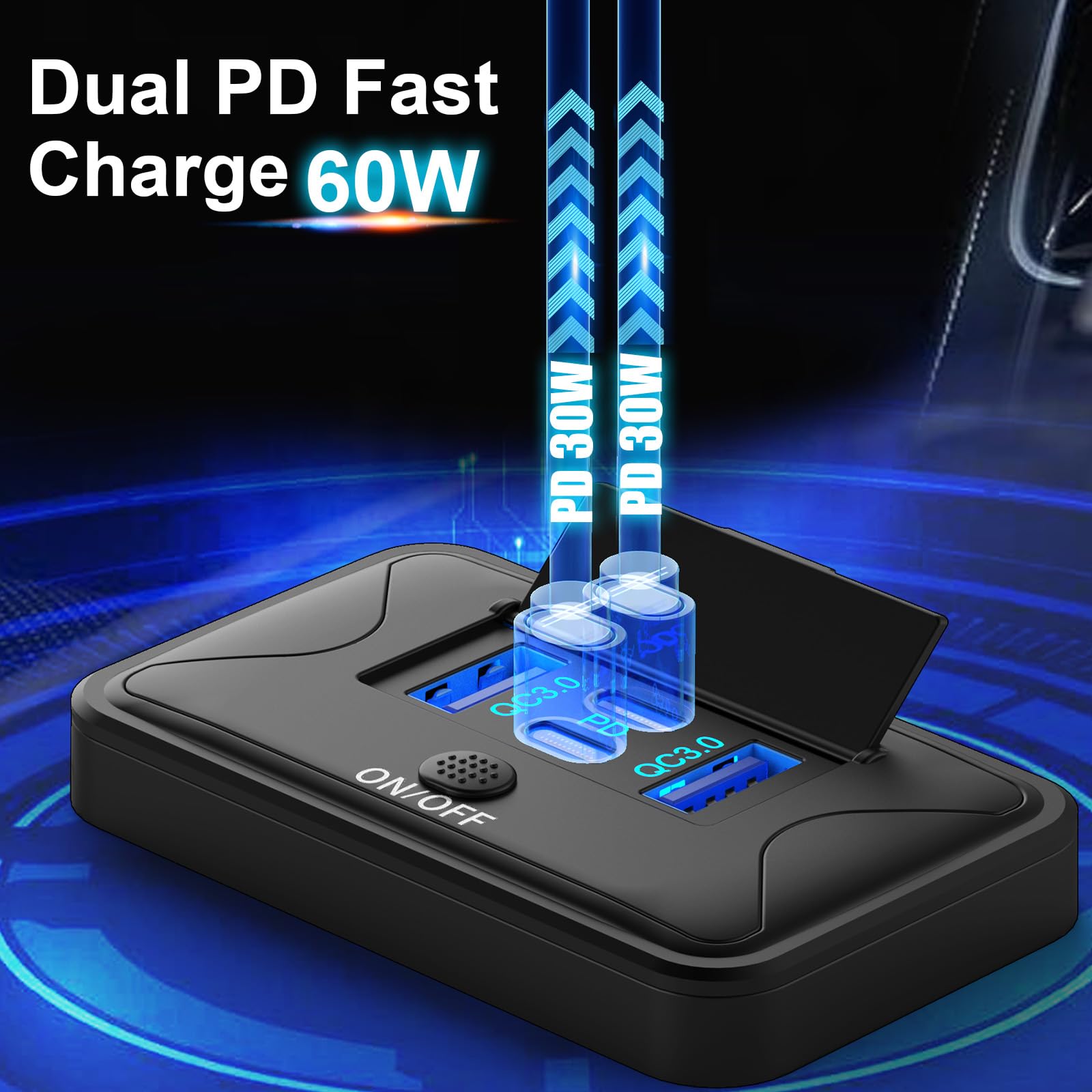 Podwójne gniazdo USB 12 V 78 W z PD 36 W i QC3.0 18 W do montażu na ścianie