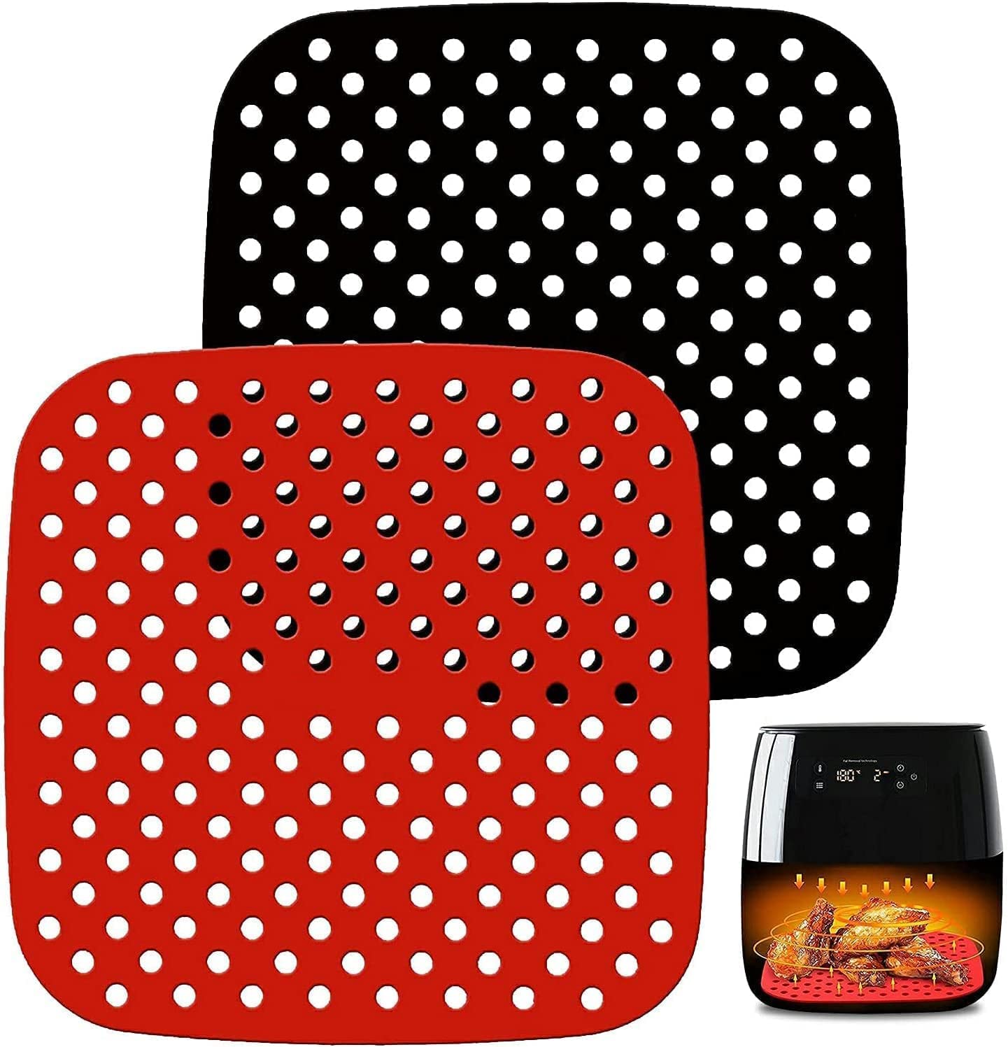 Silicone Air Fryer Liners - Reusable & Non-Stick -8 Silicone Air Fryer Liners - Reusable & Non-Stick -8