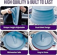 Vista 4 de SplatterDom - Protector contra salpicaduras para ollas y sartenes de 8 y 10 pulgadas (20 y 9.8 in), plegable, ajustable, reversible, apto