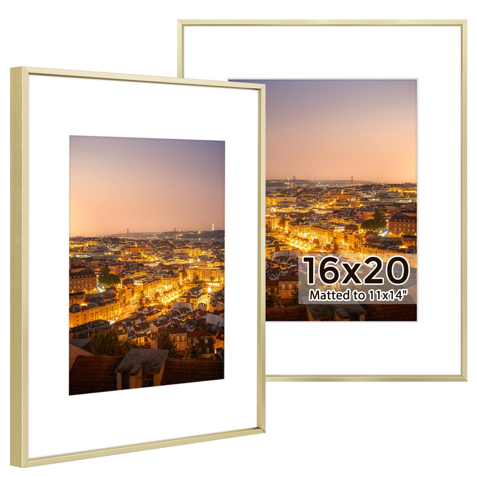 Golden State Art Gold 16x20 Aluminum Picture Frame (2 Pack)