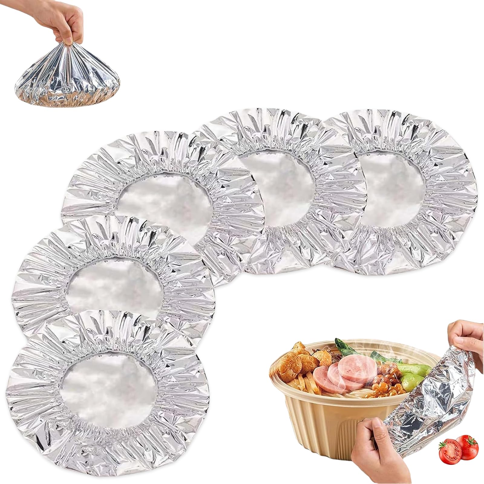 Cubiertas de alimentos para cocina: 100 tapas elásticas de aluminio reutilizables