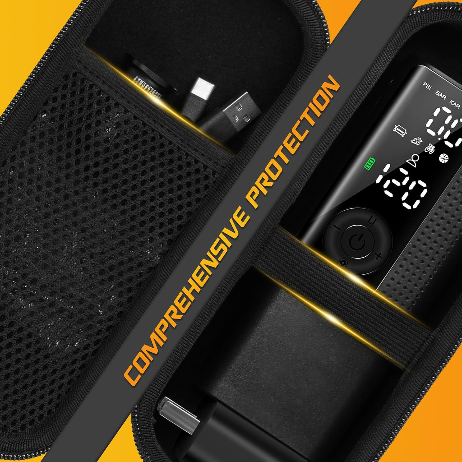 Case compatible with 120PSI/150PSI Tire Inflator Portable Air Compressor, For with ILTIDE/for Hafuloky/for Woowind/for Prilotte/for Litmustes portable air pump(case only, black) - Image 5