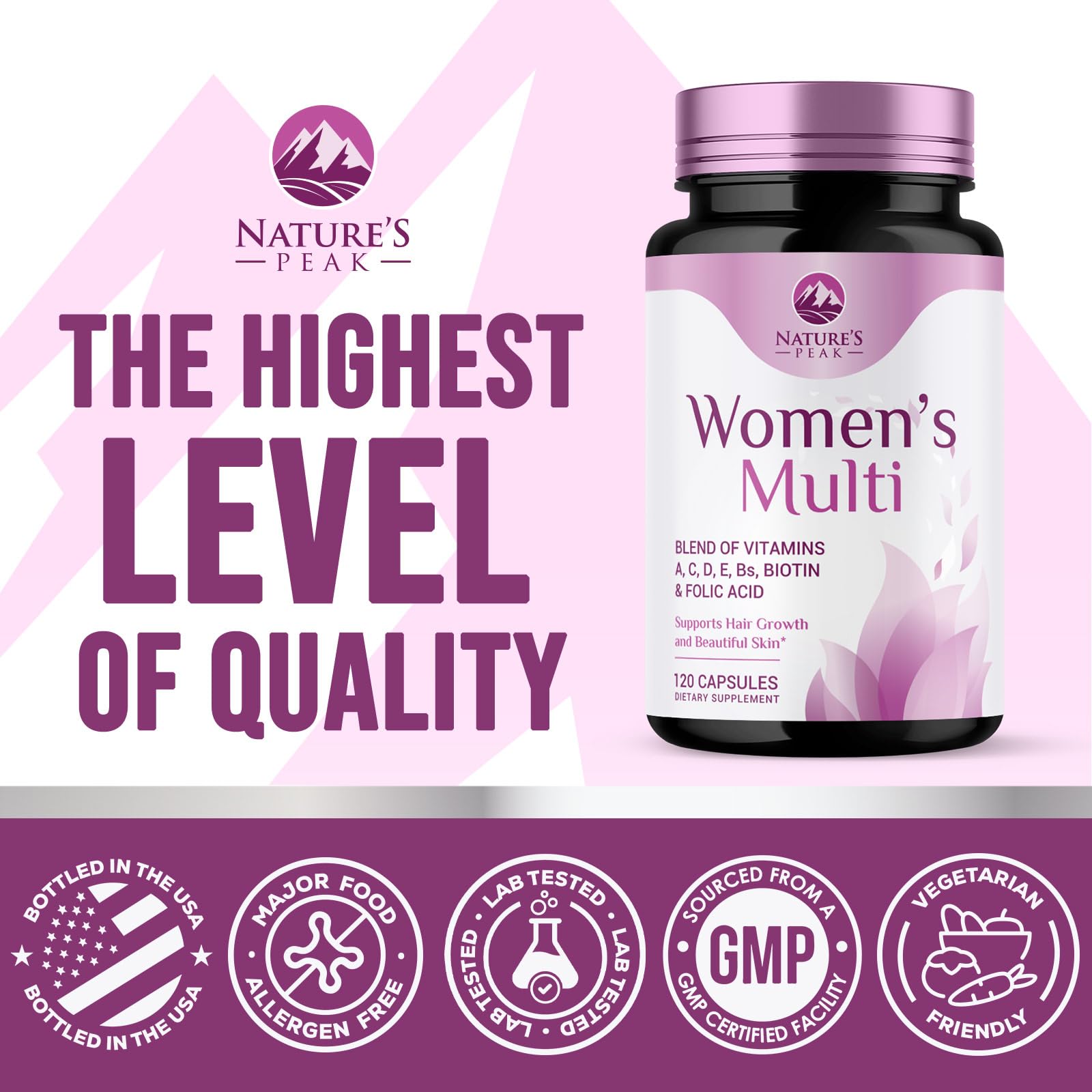 Multivitamin for Women - Once Daily Vitamins for Woman with Biotin, Calcium, Folate, Vitamin A, C, D, E, B Vitamins & Iron - Complete Multi Vitamins for Bone, Energy & Immune Support - 120 Capsules — Amazon image 4