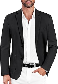 Mens Casual Sport Coat Blazer Two Buttons Knit Lightweight Suit Jackets
