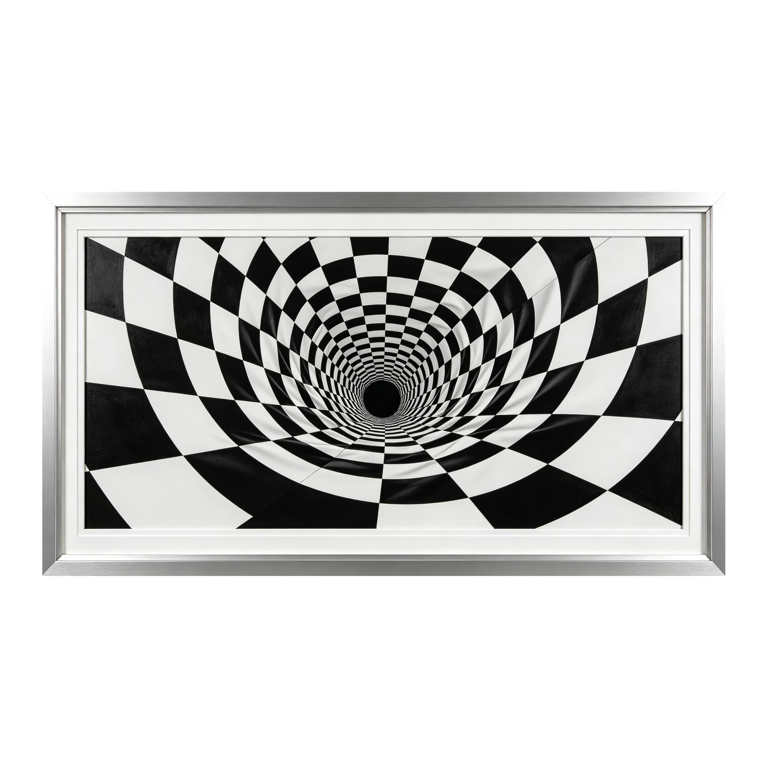 Yzpallescene Art260711151 3D Framed Wall Art Abstract Geometric Optical Illusion Tunnel Monochrome Large Size Selfadhesive Removable Wall Decor Prints Artwork For Living Room Bedroom Office