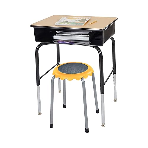 Miniatura 11 de ECR4Kids Daisy - Juego de taburetes apilables, asientos flexibles, color amarillo, 8 piezas