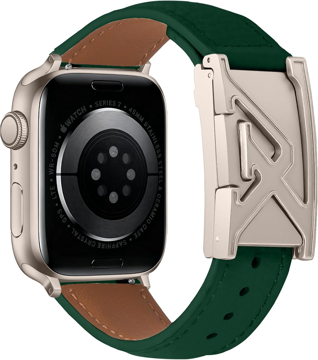 Leather Magnetic Band Compatible with Apple Watch Bands 38mm 40mm 41mm 42mm 44mm 45mm 46mm 49mm, Top Grain Genuine Leather iWatch band, Designer Dressy Luxury Strap for Women Men