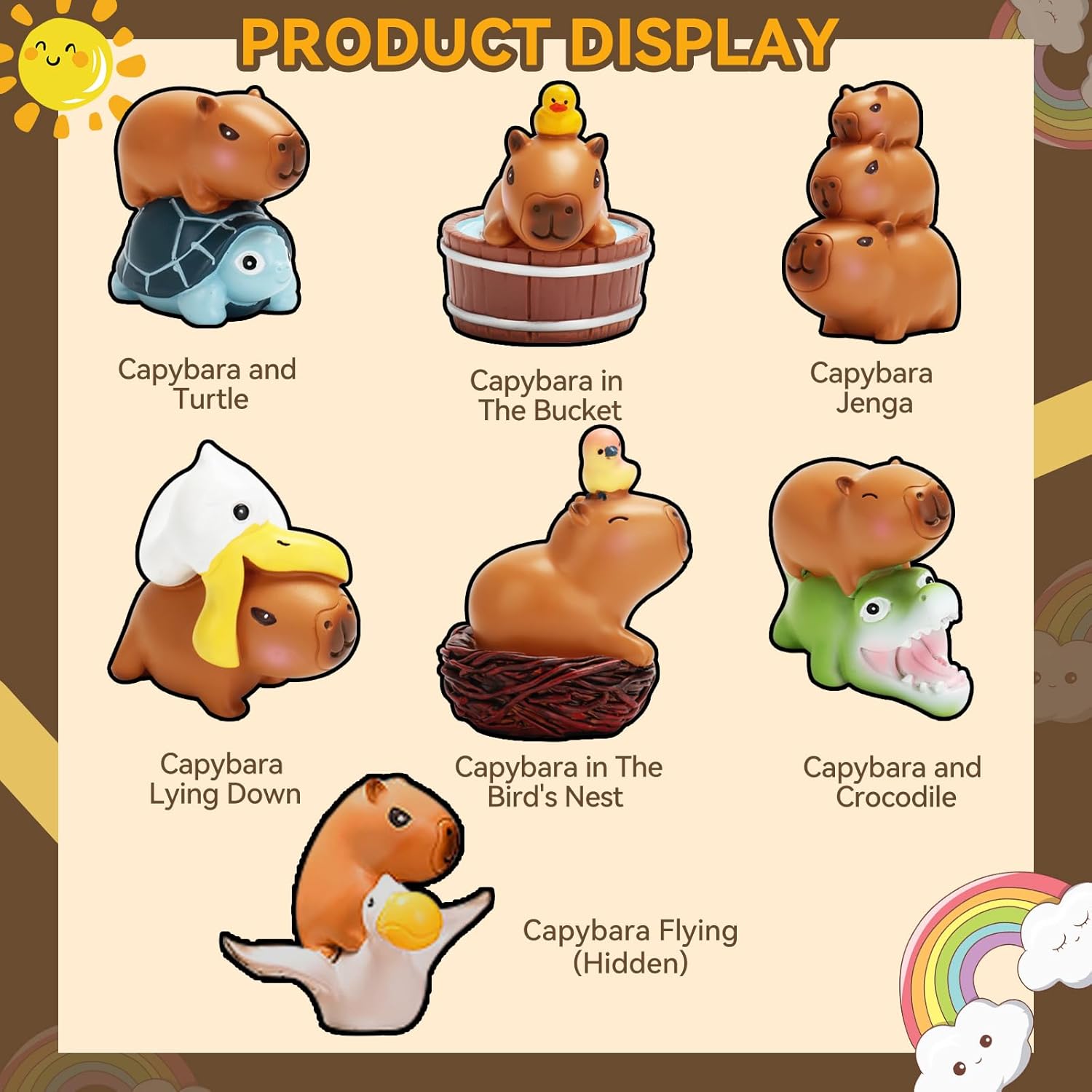 LUCKJOY Capybara Series Blind Box Figures, Cute Capybara Mystery Bag Random Design Action Figures Collectible Toys Home Decorations, Holiday Birthday Gifts, Single Box