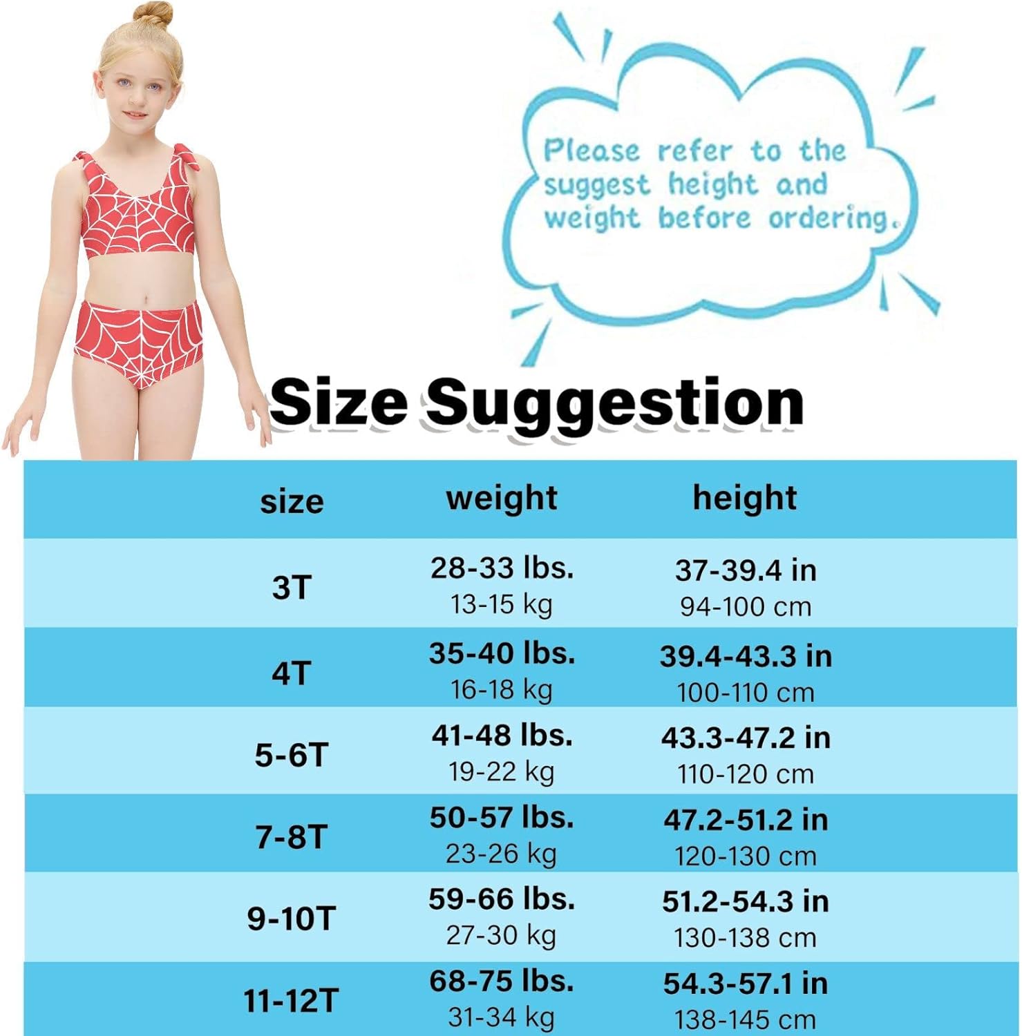 CaTaKu 幼児 女の子 水着 ガールズ 水着 ツーピース ビキニセット 女の子用 サイズ 3-12T