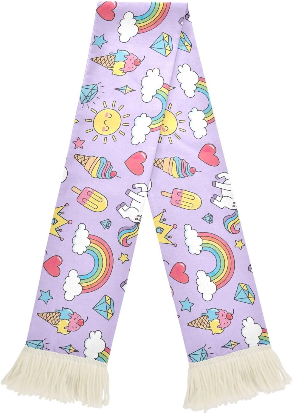 CHIFIGNO Colorful Unicorns Rainbows Sports Fan Scarf Towel, Soft Polyester Sweat Absorbent Cheering Wrap for Soccer Games, Quick Dry