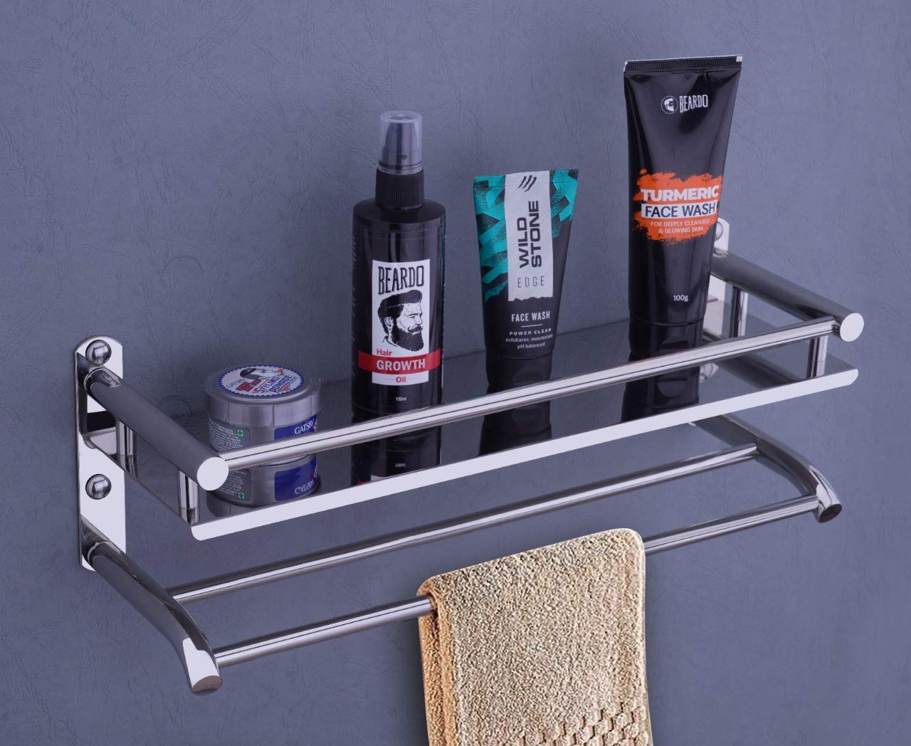 Oslen Grade Stainless Steel Multipurpose 1 Layer Bathroom Shelf/Kitchen Shelf/Bathroom Rack/Towel Holder/Bathroom Accessories Wall-Mount (Chrome Finish) (B08D79H2D4) Amazon Price History, Amazon Price Tracker