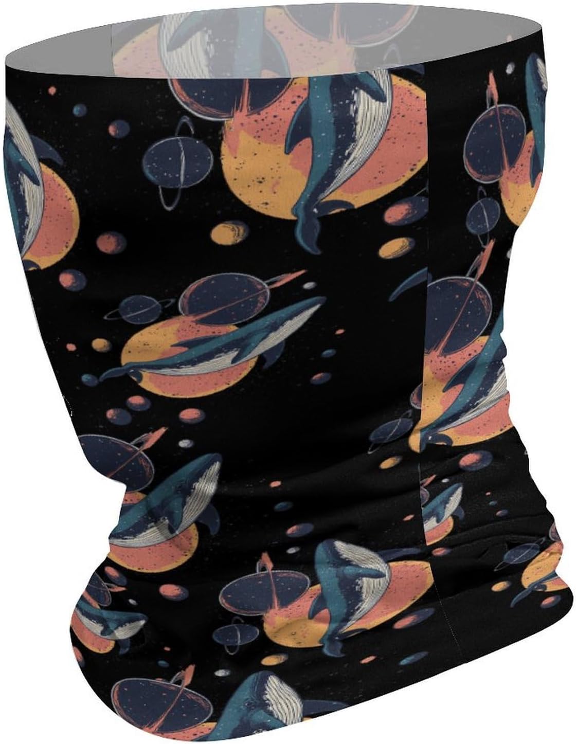 Blue Whale Spacees Planets Face Cover Neck Gaiters for Men Women Sun Protection Mask Scarf Hiking Bandana