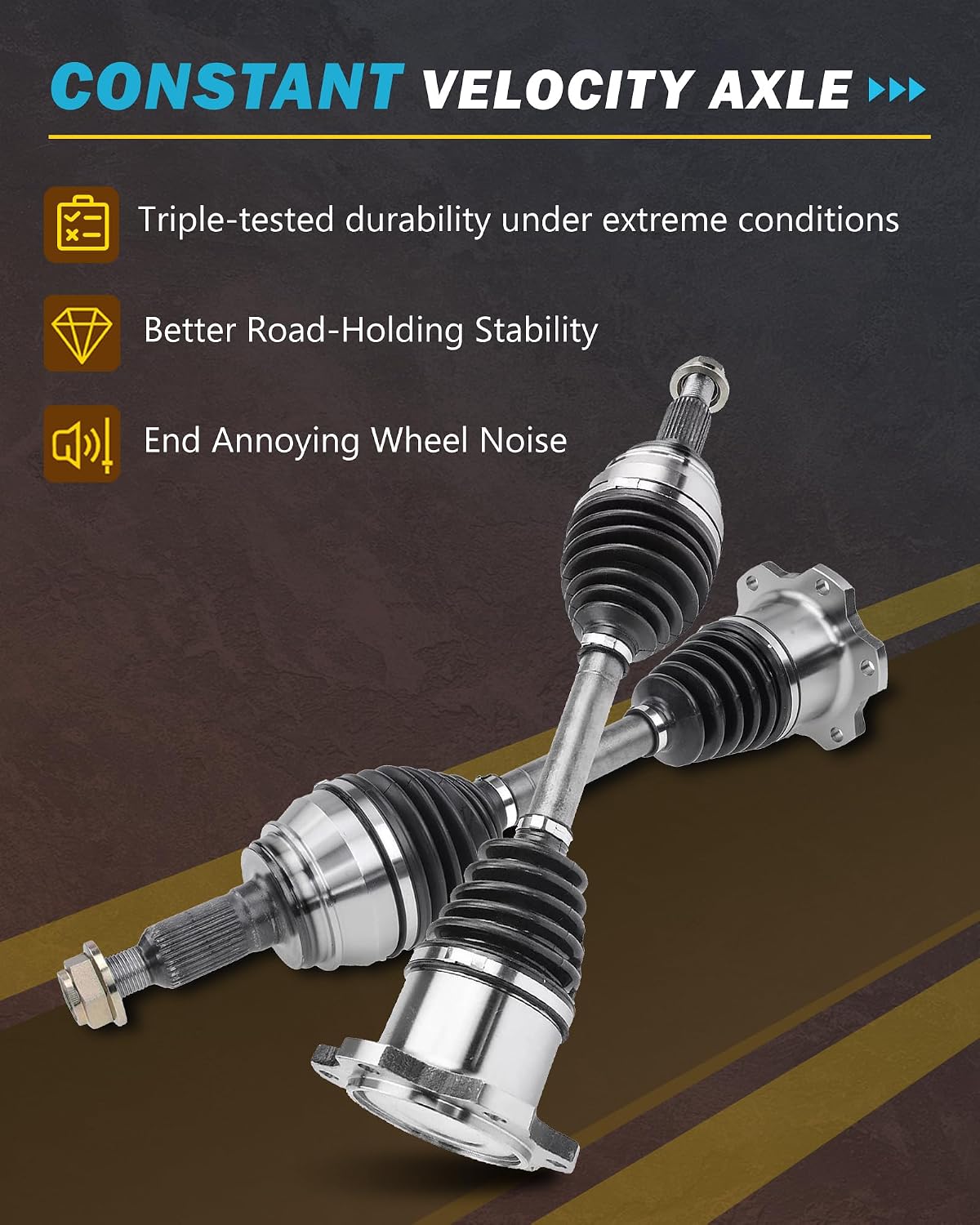 CV Axle Front for Chevrolet Silverado Tahoe Blazer GMC Sierra K1500 K2500 Yukon XL Suburban 1500, Escalade ESV EXT Classic Axles Driver and Passenger Side Replacement [4WD 6-Lug]