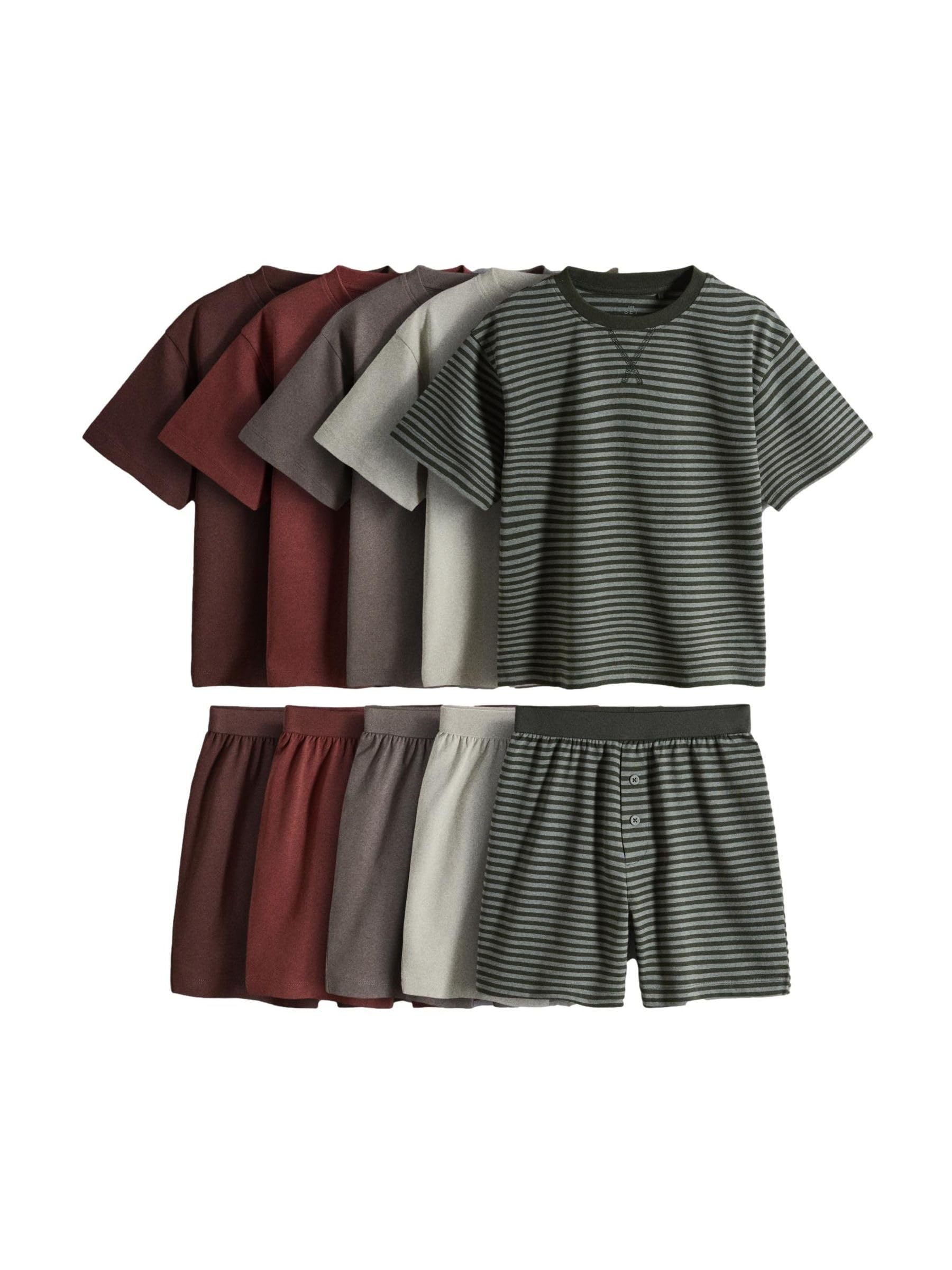 THE SET Niños Pack de 5 Conjuntos de Pijama formados por Camiseta Extragrande de Manga Corta y pantalón Corto
