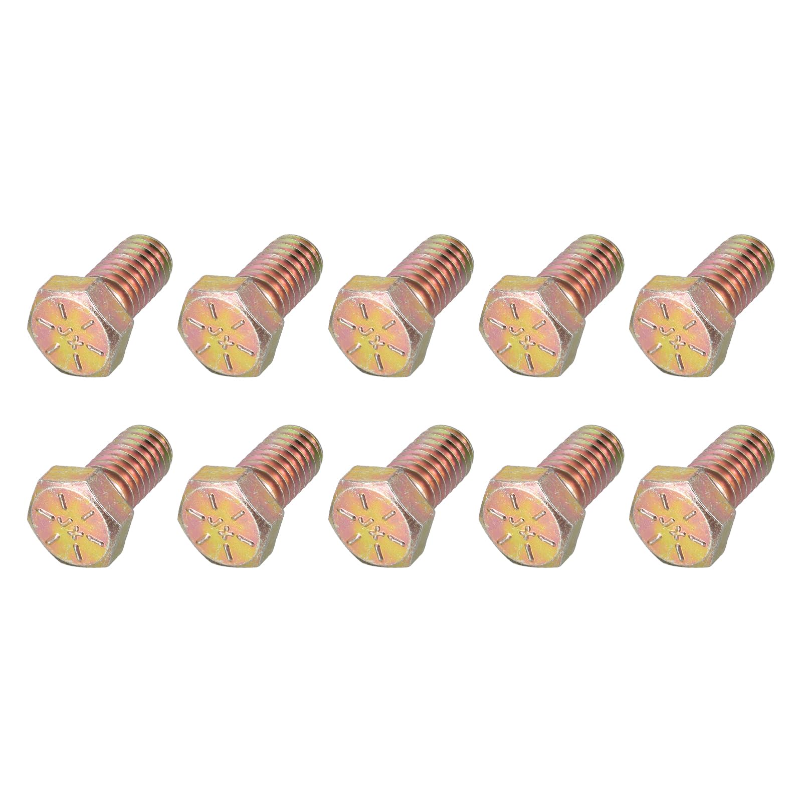 METALLIXITY Hex Bolts (3/8-16x3/4") 10Pcs, Carbon Steel Zinc Plated Fully Threaded, Coarse Thread UNC Hex Head Screw Bolt - for Furniture Repair, Yellow