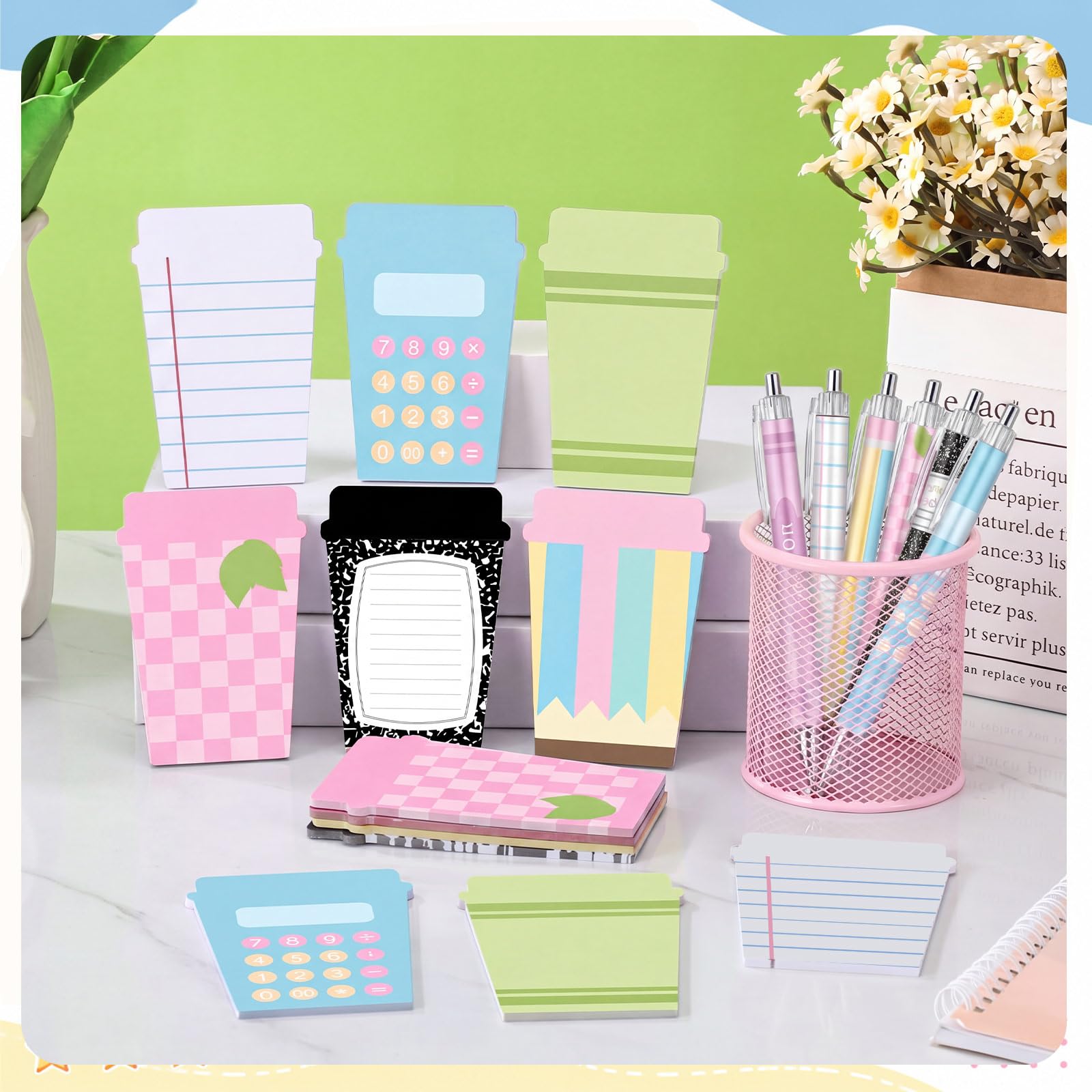 Honeydak Set di 12 bicchieri per il ritorno a scuola, regalo per insegnanti, idea regalo per insegnanti, composizione, penne a sfera per mentore, docenti, educatori (473,6 g, carino)