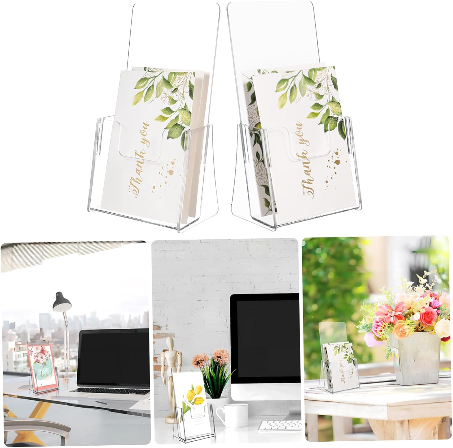 Veemoon 10pcs Acrylic Brochure Display Stands Pamphlet Holder for Magazines and Menus Compact and Sturdy Literature Organizer Easy Installation for Desks and Counters