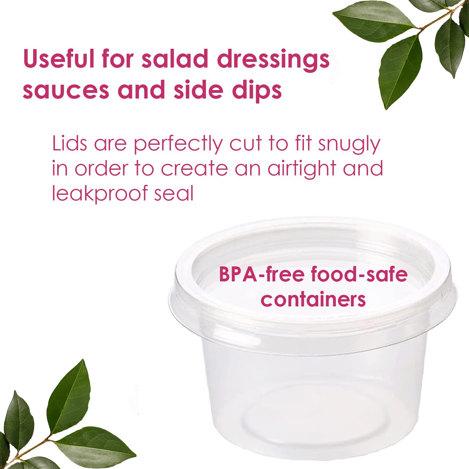 Contenedores de salsa de plástico redondos de 4 onzas con tapa, reutilizables y transparentes, perfectos para preparar alimentos, delicias y ensaladas y cereales (1000)