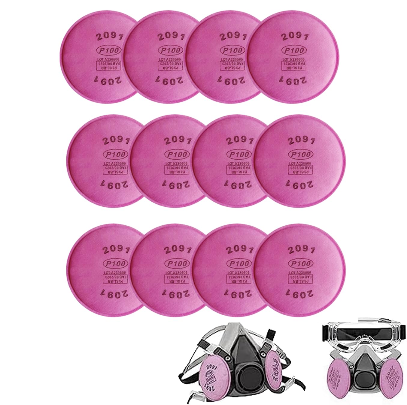 12pcs 2097 Filters for Respirator, Particulate Filter Cotton for P100 Filter Holders Filter Retainer Replacement for 6000 6200 6800 7000 FF-4 Series Breathing Mask for Against Dust (2097-12pcs) — view 9